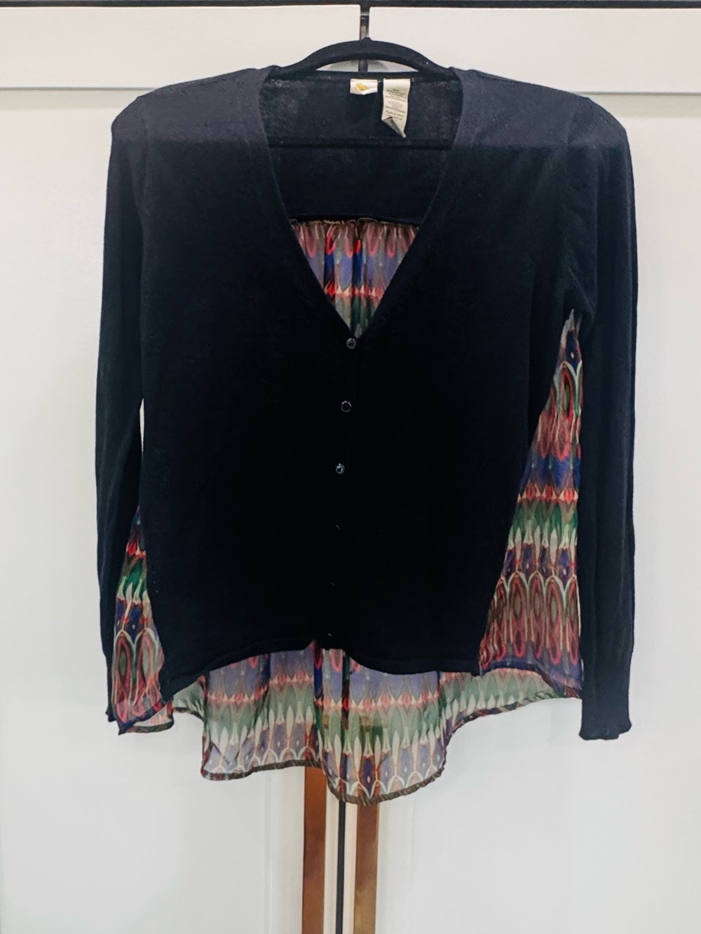 ANTHROPOLOGIE - Yellow Bird Silk-Spliced Cardigan - SIZE M